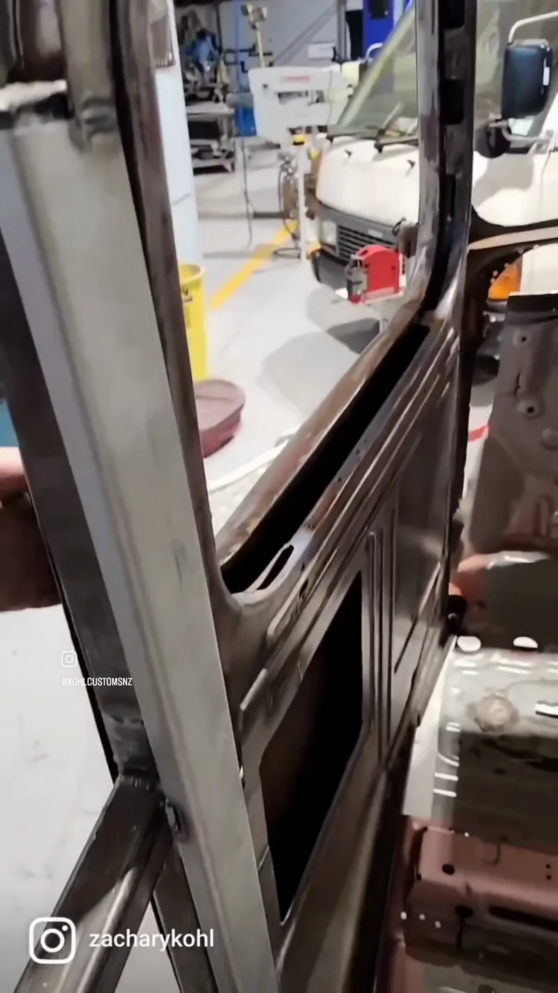 The 2015 Holden Colorado door trim and interior fitted inside the restored Bedford K cab