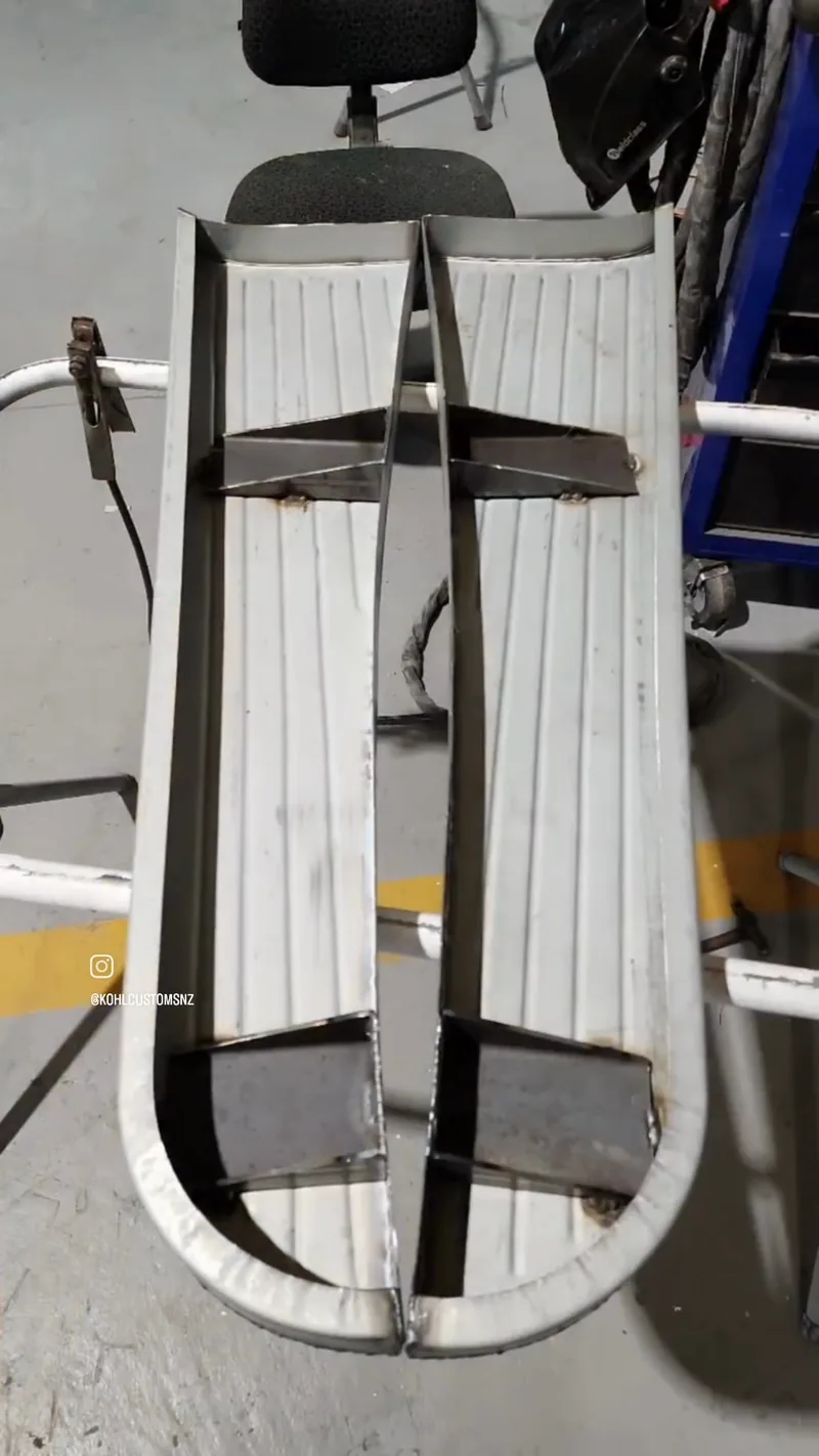 The flat tray deck for the Bedford being fabricated at Kohl Customs